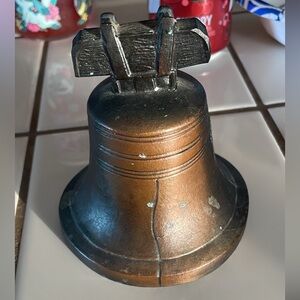 Vintage Bronze Liberty Bell Coin Bank